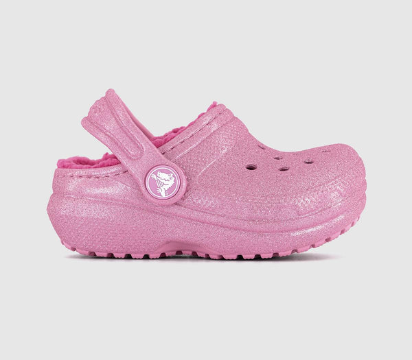 Kids Crocs Classic Lined Clog T Pink Tweed Glitter