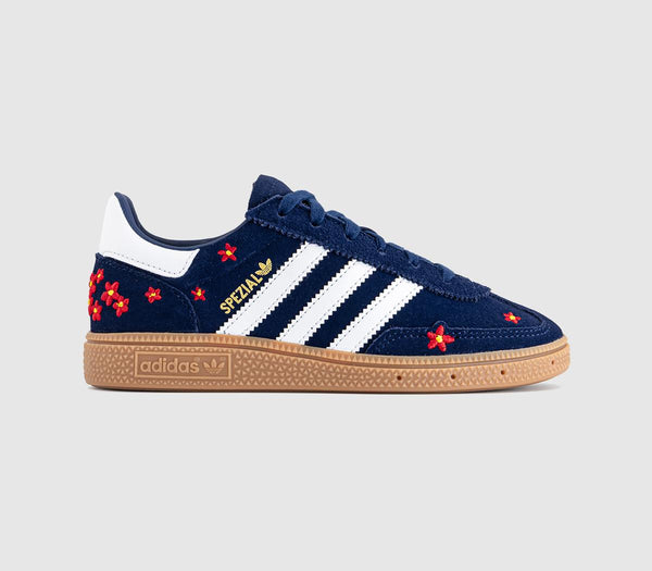 Kids adidas Handball Spezial Youth Trainers Dark Blue Red White Flower Gum