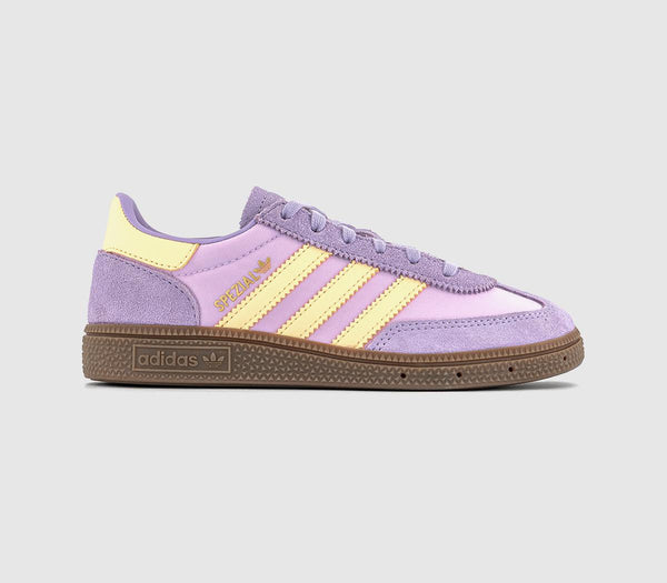 Odd Sizes - adidas Handball Spezial Youth Power Plum Bliss Lilac Almost Yelllow - UK Sizes Right 12 Youth/Left 11 Youth