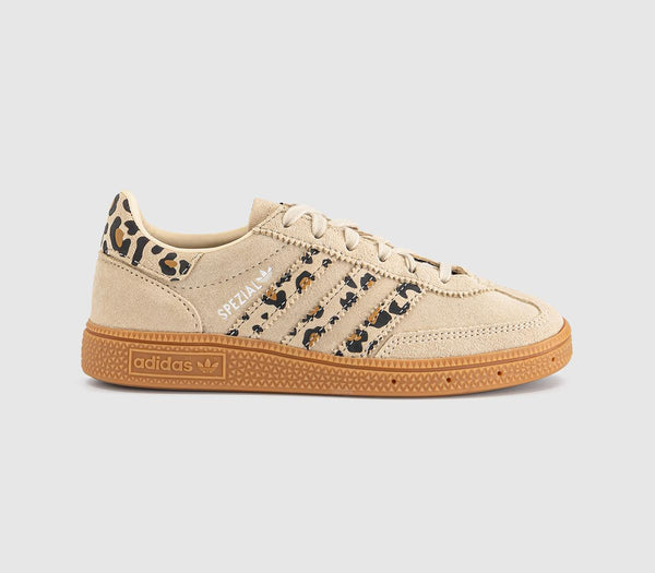 Kids adidas Handball Spezial Youth Trainers Sand Strata White Mesa Leopard