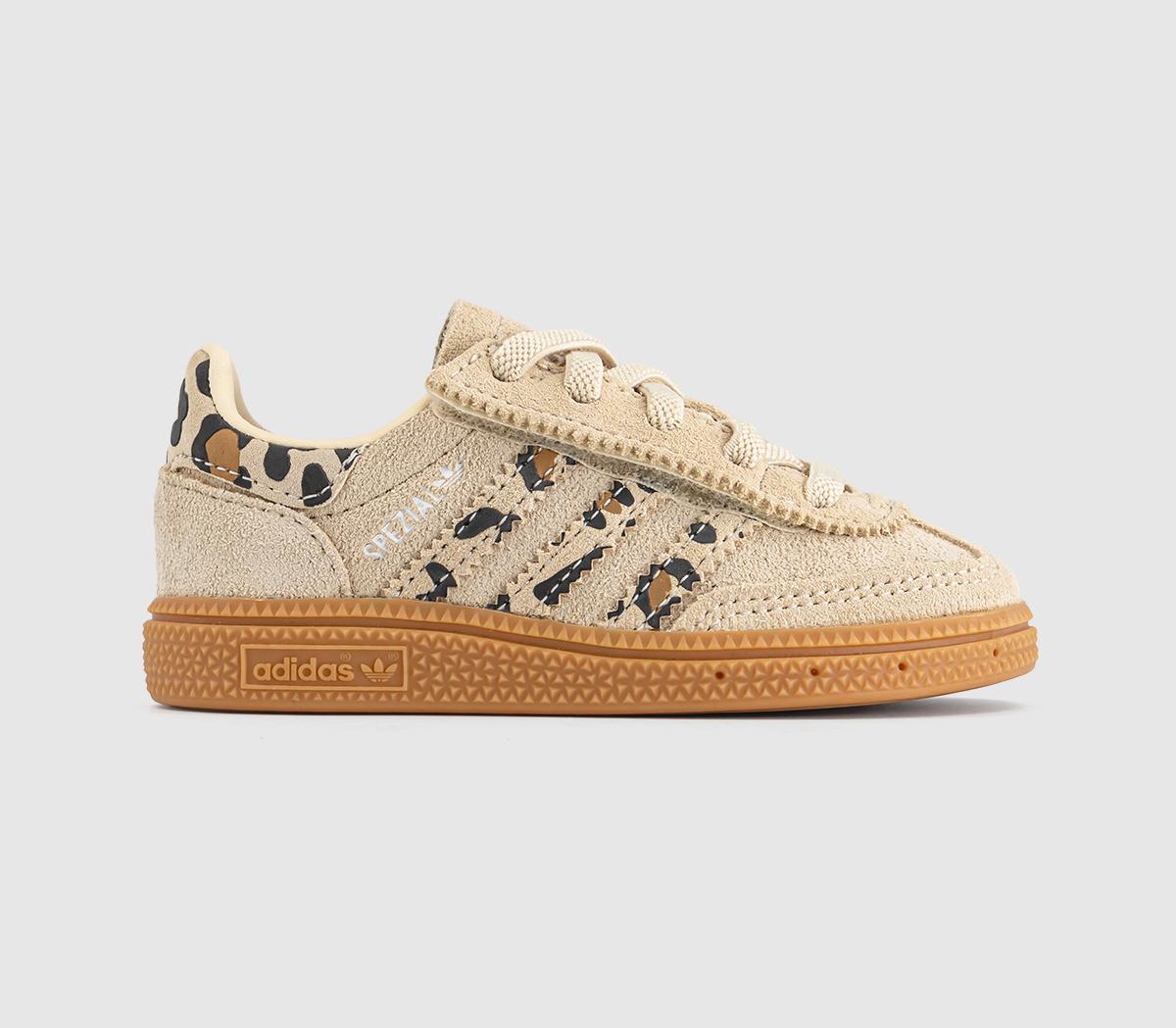 Kids adidas Handball Spezial Infant Trainers Sand Strata White Mesa Leopard