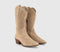 Womens OFFICE Kactus Cowboy Western Boots Beige Suede