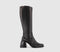 Womens OFFICE Kameron Square Toe Knee Boots Black Leather