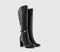 Womens OFFICE Kannon Buckle Detail Heeled Knee Boots Black Pu