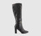 Womens OFFICE Kannon Buckle Detail Heeled Knee Boots Black Pu - OFFCUTS SHOES by OFFICE