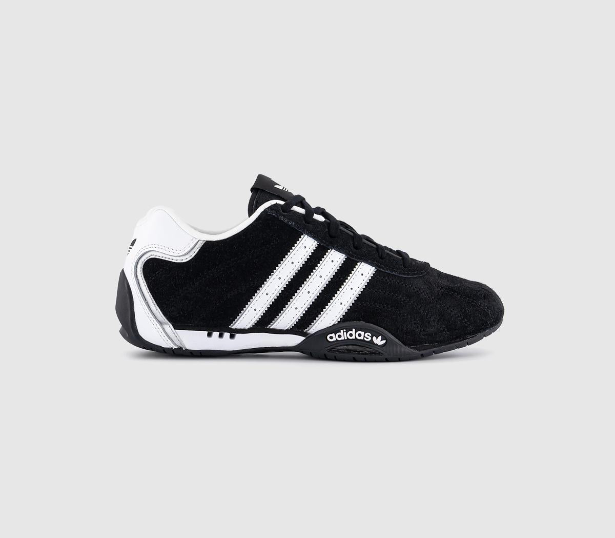 Womens Adidas Adiracer Lo Trainers Core Black White Silver Metallic Uk Size 5.5