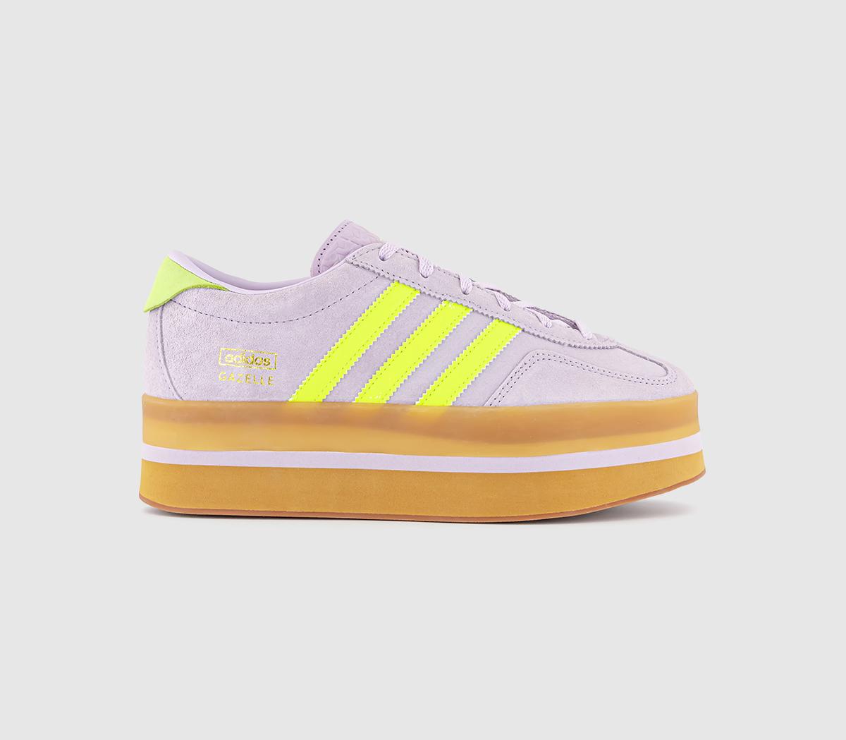  adidas Gazelle Stack Trainers Ice Lavender Solar Yellow Gum Uk Size 6
