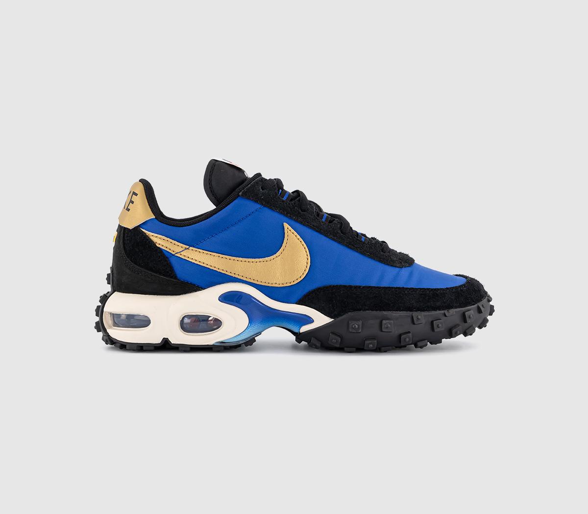 Nike Air Max Waffle Trainers Hyper Blue Metallic Gold Black