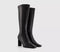 Womens OFFICE Katya Slim Heel Knee High Boots Black Leather