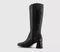 Womens OFFICE Krista Block Heel Knee High Boots Black Leather - OFFCUTS SHOES by OFFICE