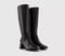 Womens OFFICE Krista Block Heel Knee High Boots Black Leather - OFFCUTS SHOES by OFFICE
