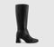 Womens OFFICE Krista Block Heel Knee High Boots Black Leather - OFFCUTS SHOES by OFFICE