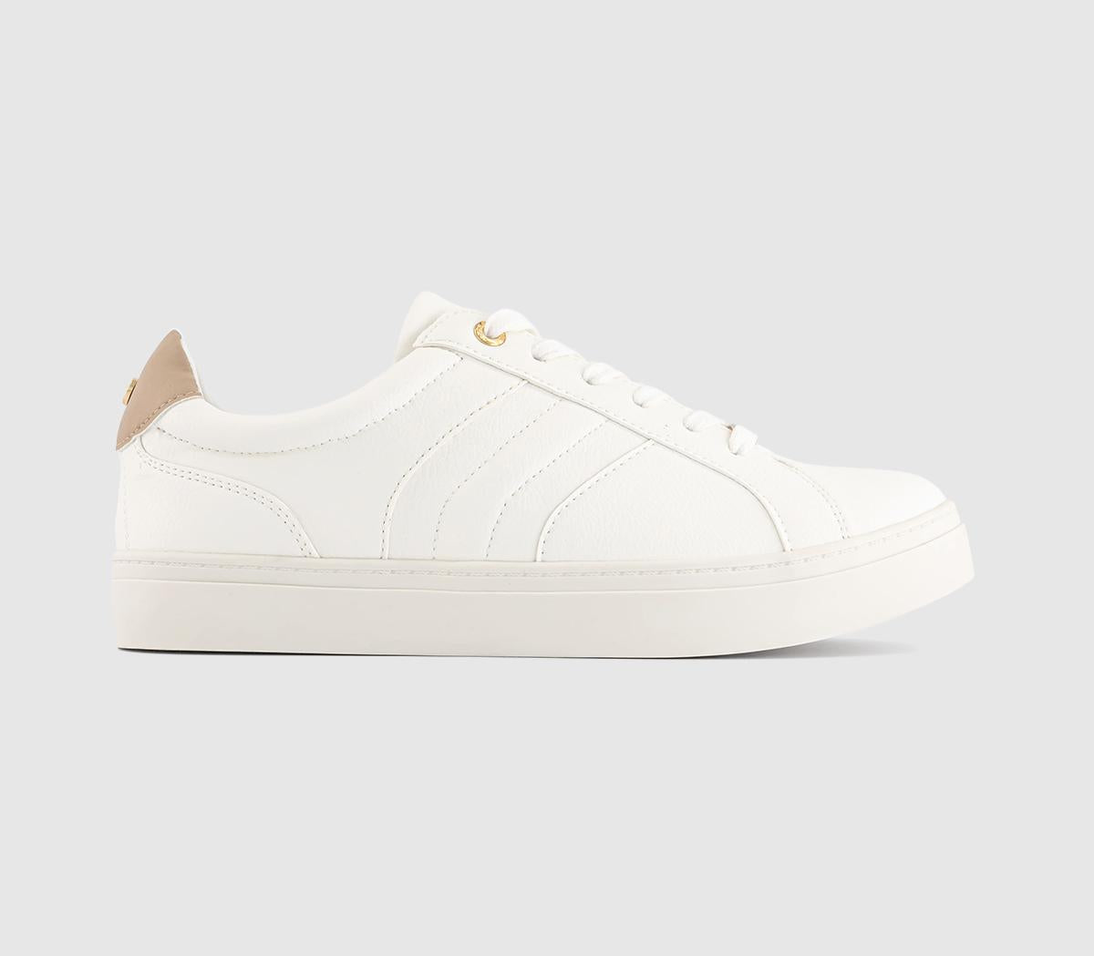 OFFICE Tru Curved Stripe Lace Up Trainers White