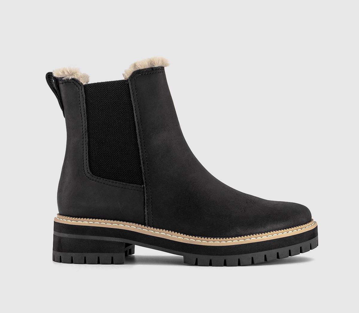 Chelsea Black Ankle Boots Fur Lined London Rebel Lois Faux Fur