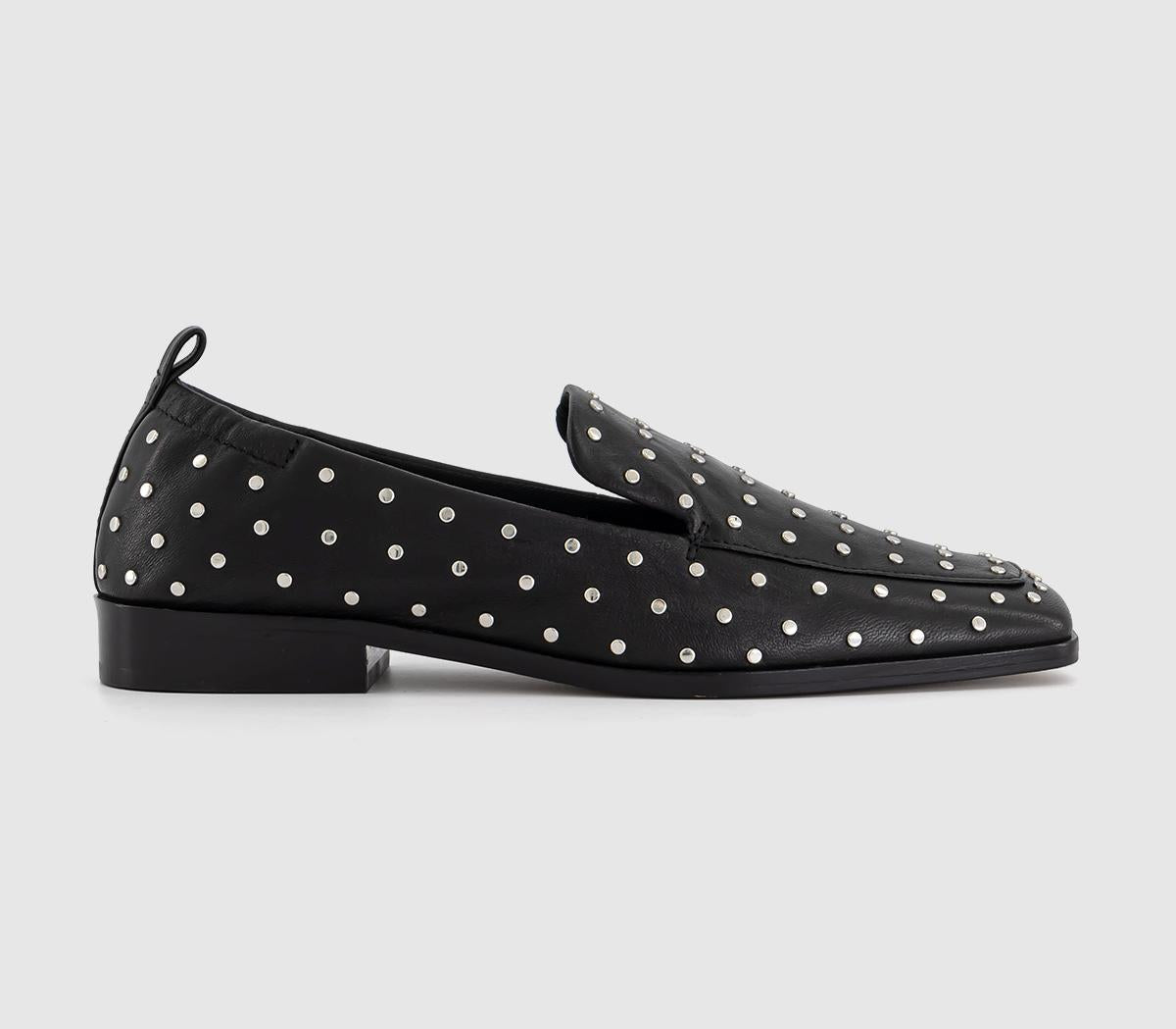 Womens Dolce Vita Beny Stud Loafers Black Leather