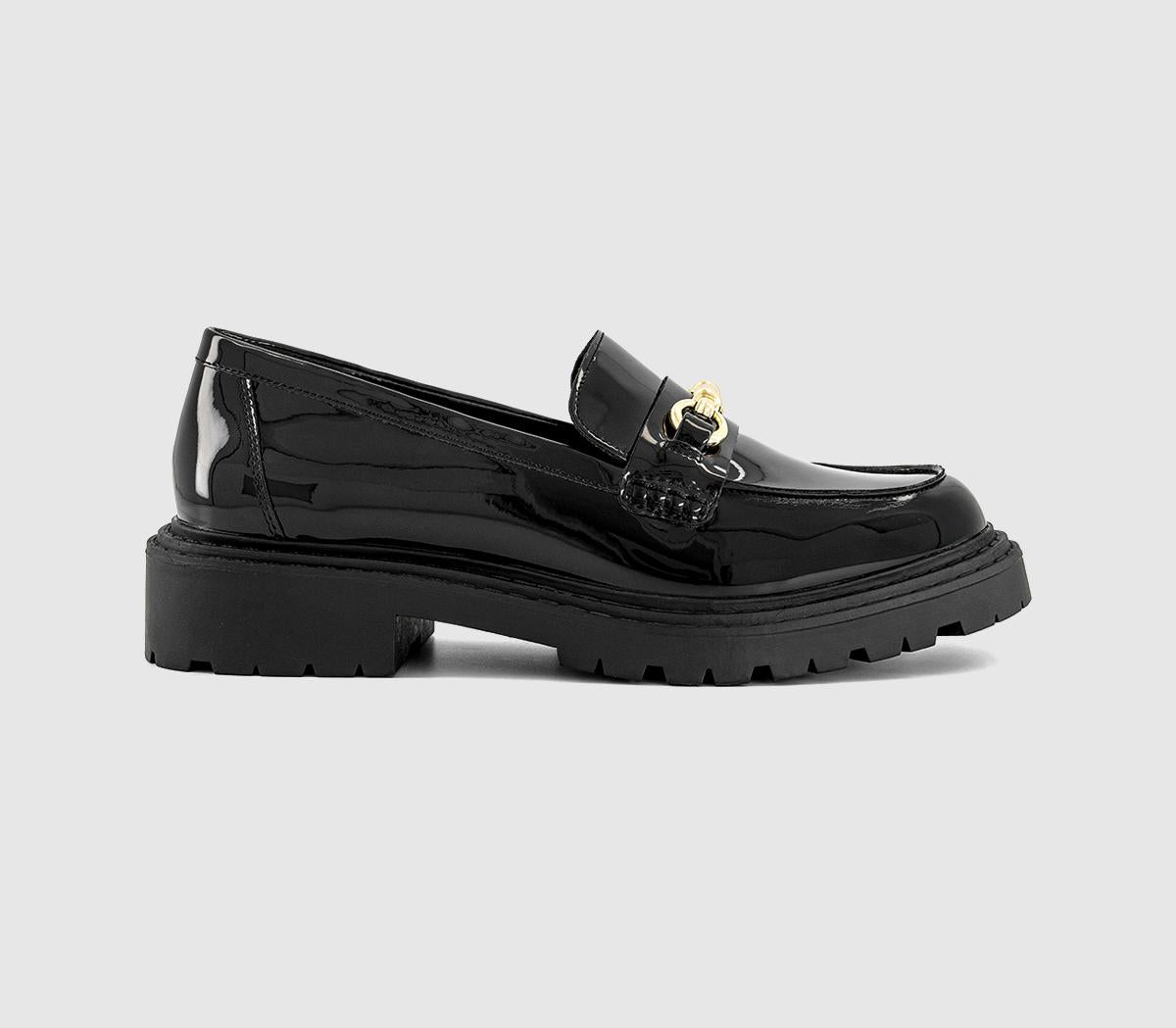Womens OFFICE Fusion Snaffle Trim Loafers Black Patent