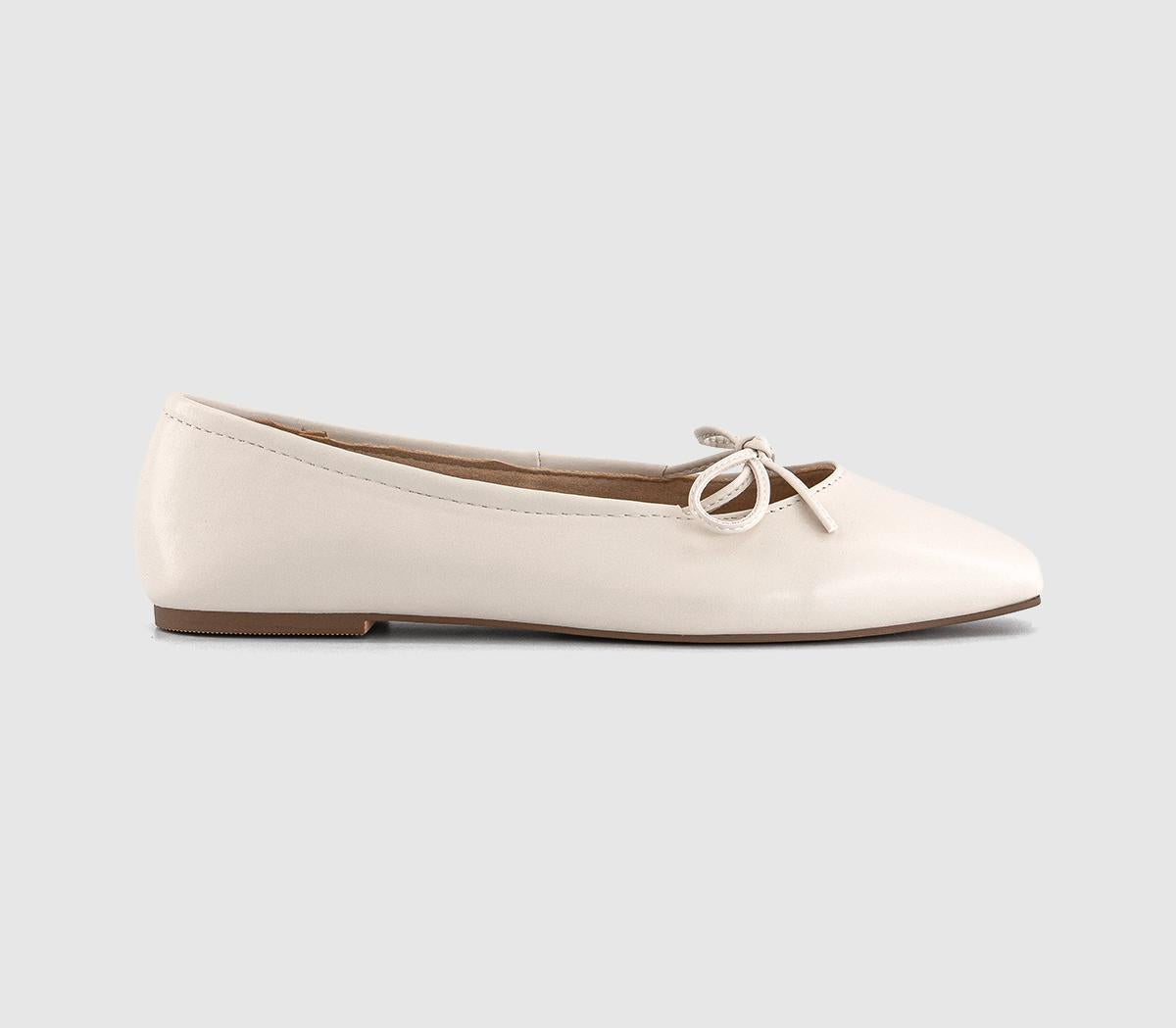 Womens OFFICE Florence Bow Ballerina Pumps Cream