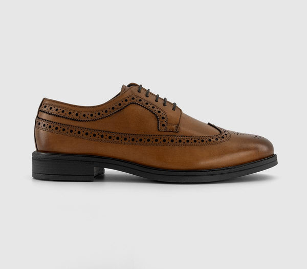 Mens OFFICE Melville Chunky Lace Up Brogue Derby Shoes Tan