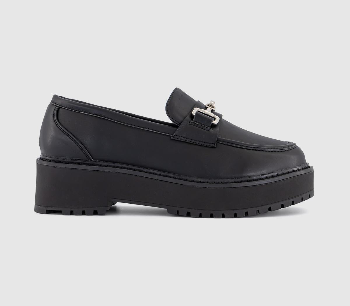 Womens OFFICE Farley Wedge Loafers Black Pu