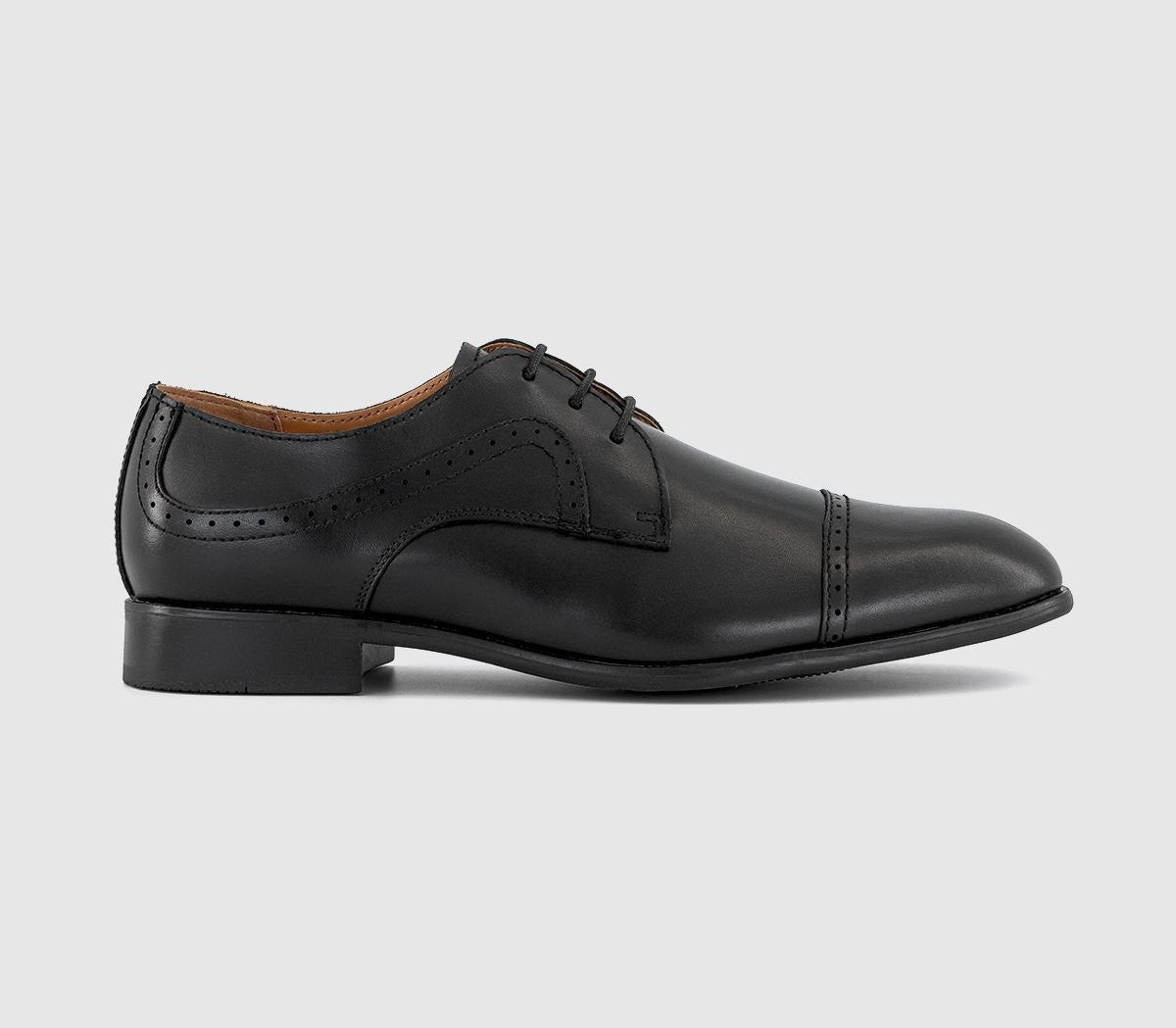 Mens OFFICE Marten Punch Detail Derby Shoes Black