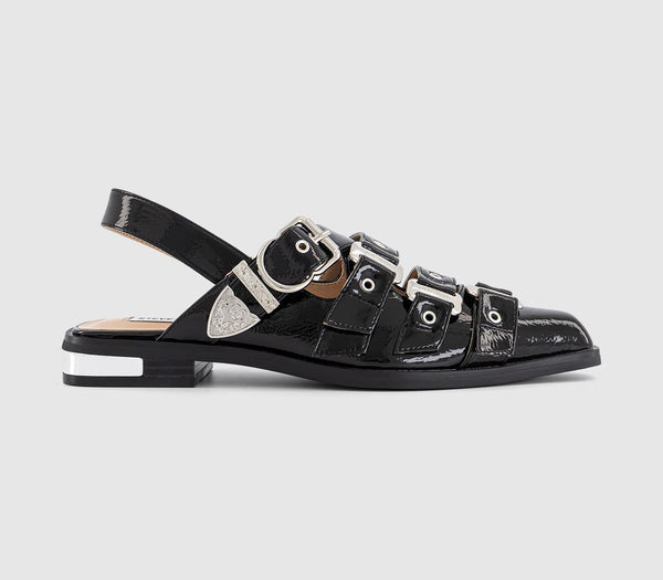 Womens Steve Madden Gari Triple Buckle Slingback Black