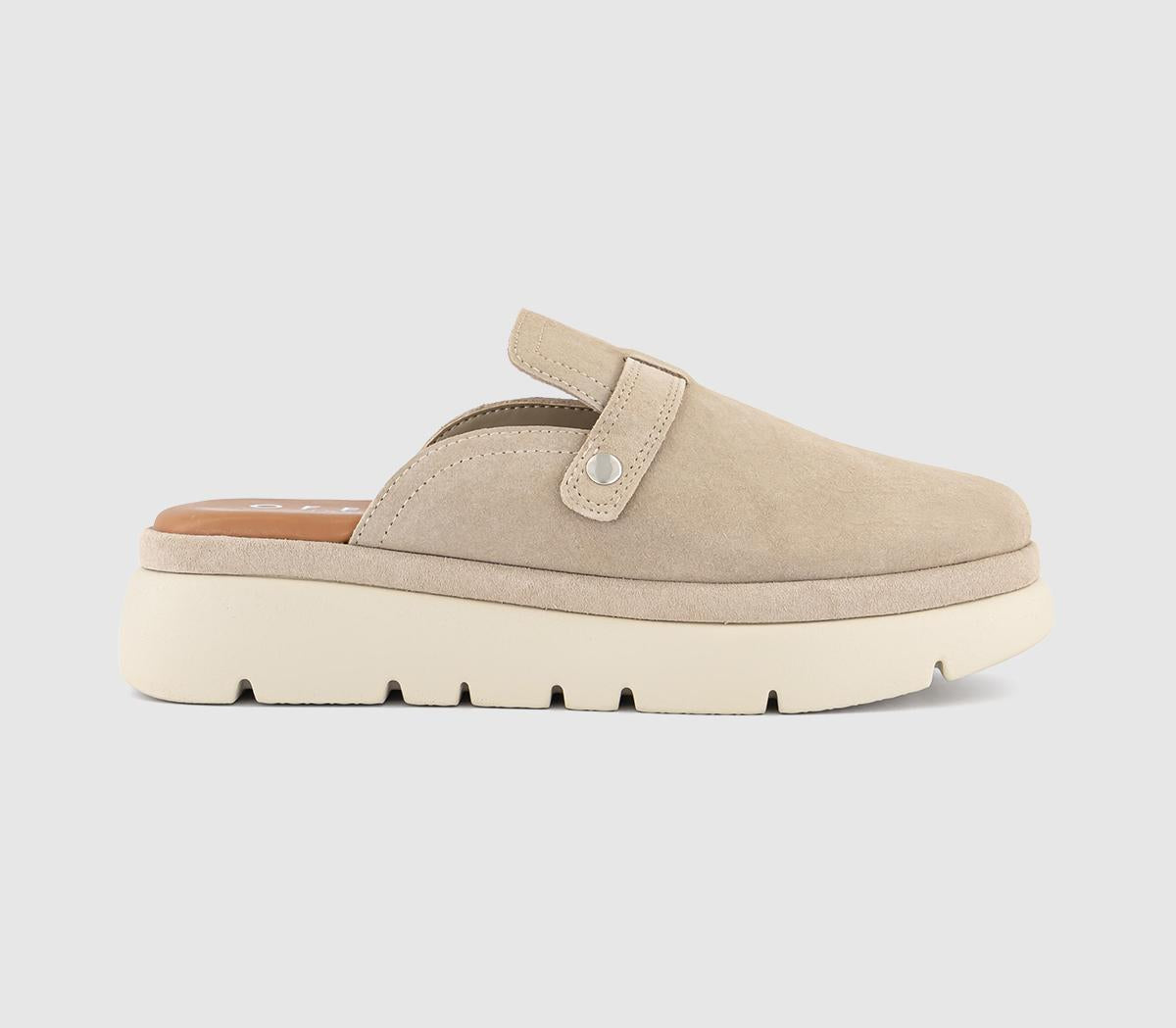 Womens OFFICE Fia Suede Clog Taupe Suede - OFFCUTS SHOES by OFFICE