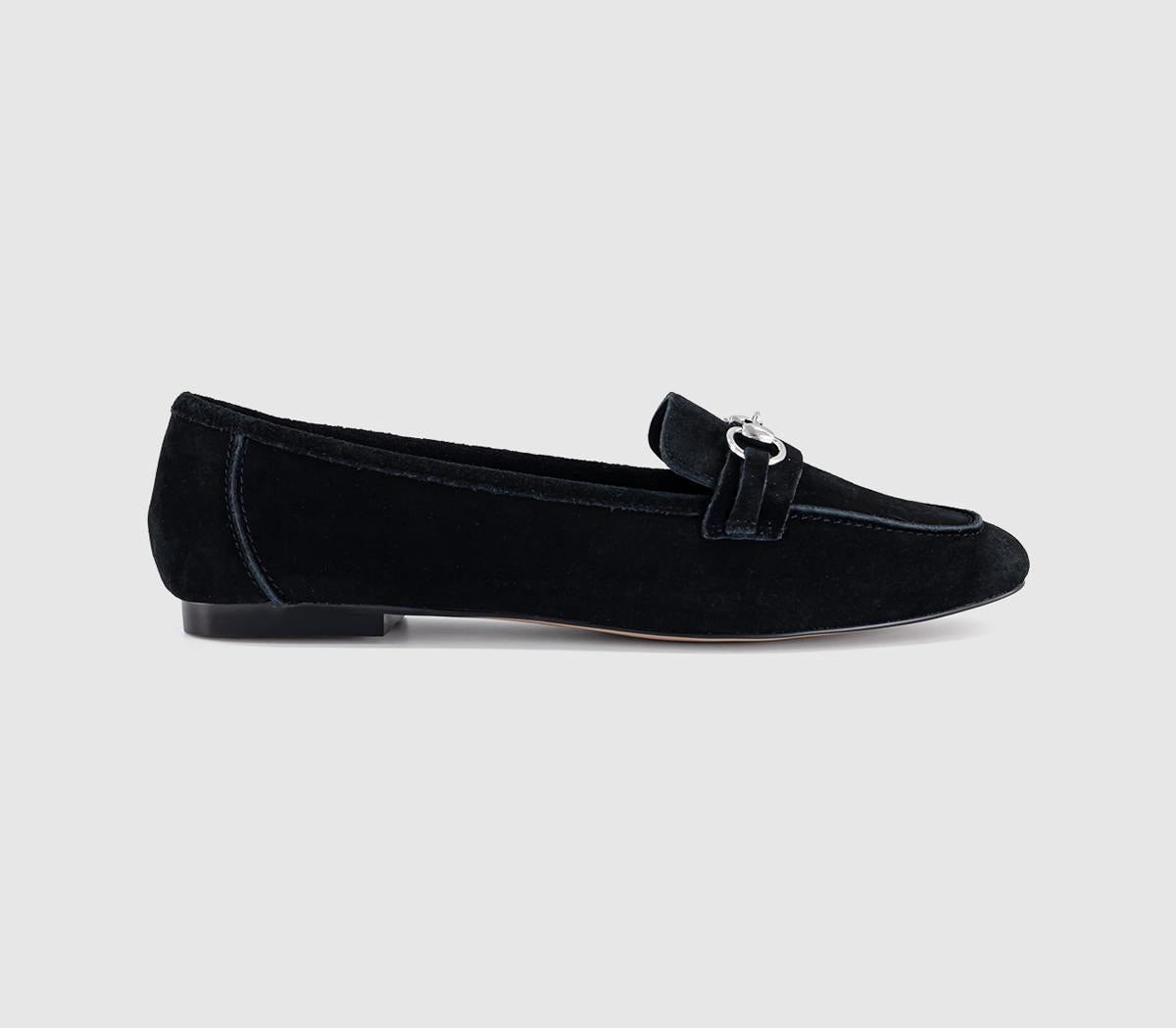 Womens OFFICE Felix Trim Loafers Black Suede