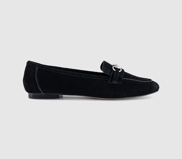 Womens OFFICE Felix Trim Loafers Black Suede