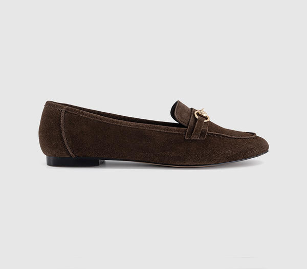 Womens OFFICE Felix Trim Loafers Brown Suede