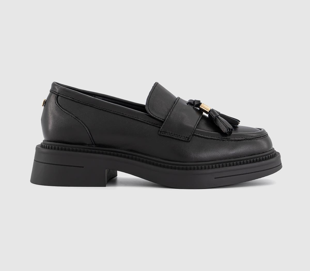 Womens OFFICE Focus Chunky Tassel Loafers Black Leather
