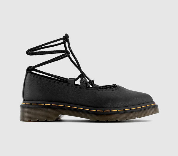 Womens Dr. Martens Elphie II Lace Up Ballet Pumps Black Virginia