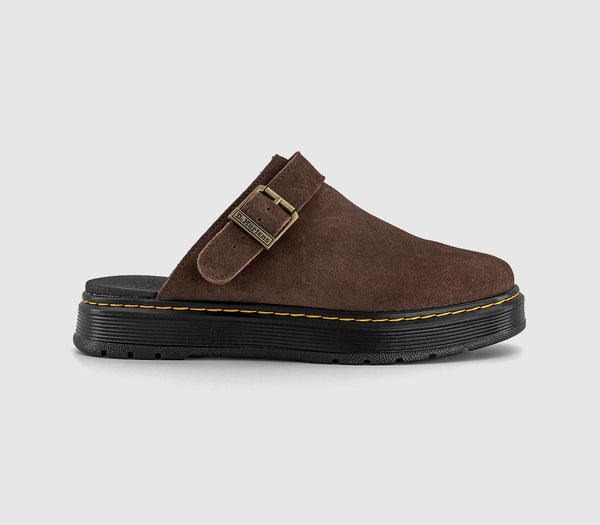 Mens Dr. Martens Brookline Mules Dark Brown Bronx Suede