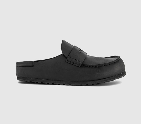 Mens BIRKENSTOCK Naples Wrapped Loafers Black Oiled Leather