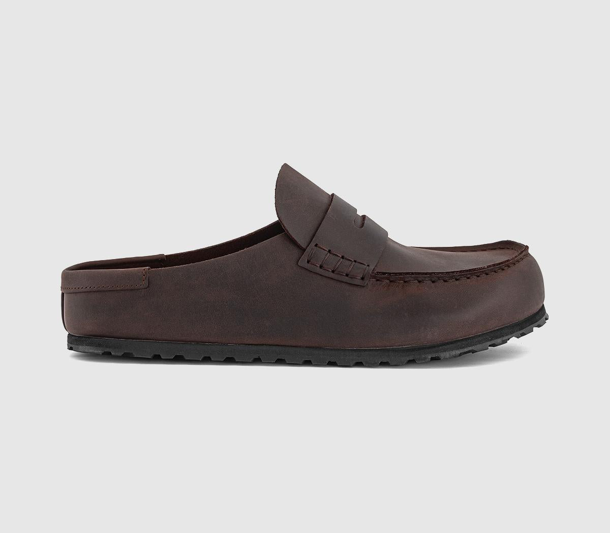 Mens BIRKENSTOCK Naples Wrapped Loafers M Brown Oiled Leather