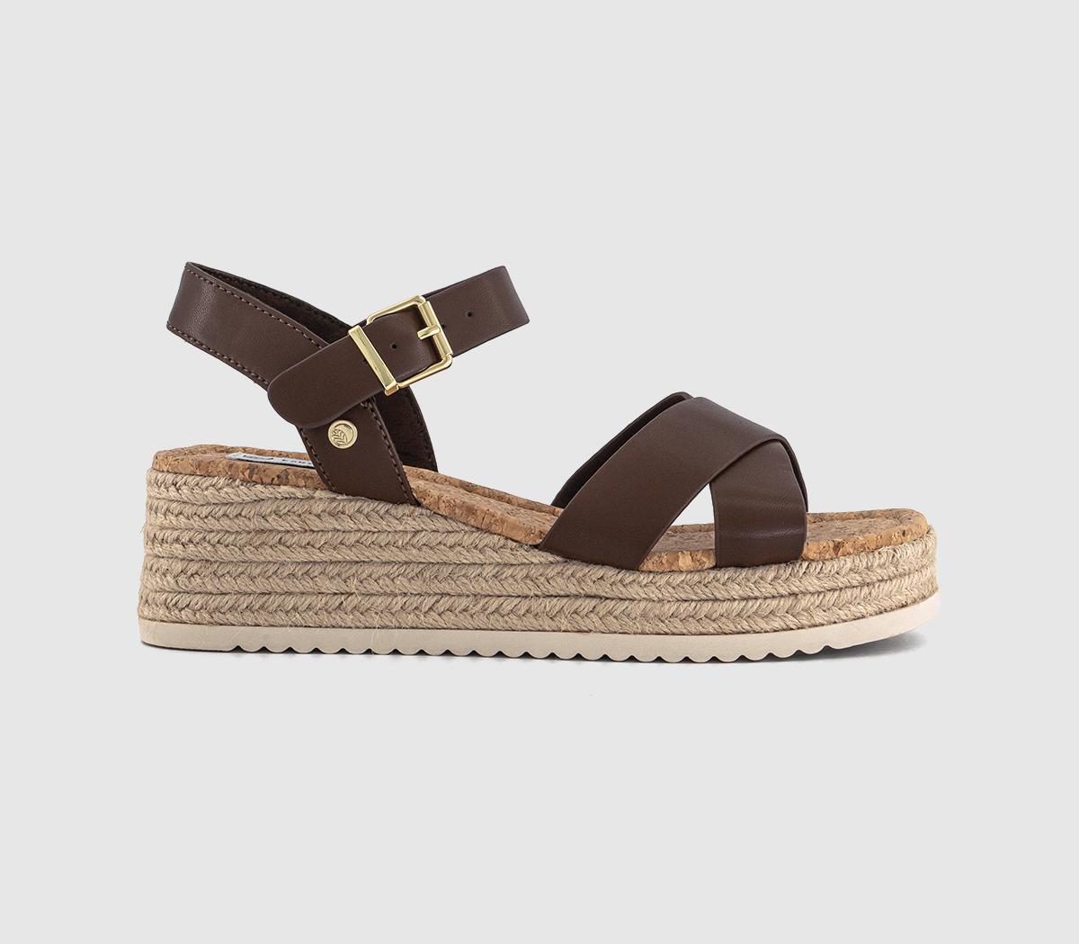 Womens EARTHADDICT Mallow Espadrille Wedge Sandal Brown - OFFCUTS SHOES by OFFICE