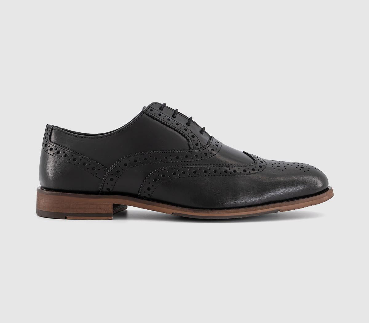 Mens OFFICE Milroy Leather Oxford Brogues Black