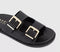 Womens OFFICE Shae Double Buckle Footbed Sliders Black