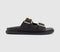 Womens OFFICE Shae Double Buckle Footbed Sliders Black