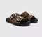 Womens OFFICE Shae Double Buckle Footbed Sliders Leopard