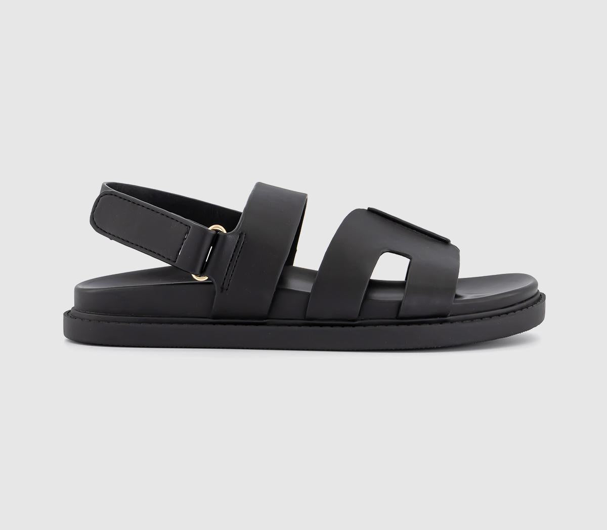 Womens OFFICE Shelby Slingback Cut Out Footbed Sandals Black