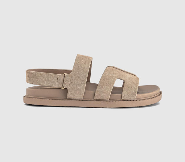 Womens OFFICE Shelby Slingback Cut Out Footbed Sandals Taupe Suede