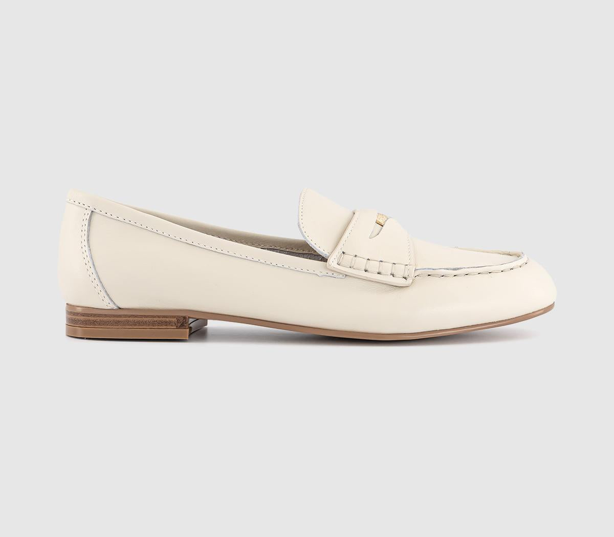 Womens OFFICE Famous Penny Loafers White Leather