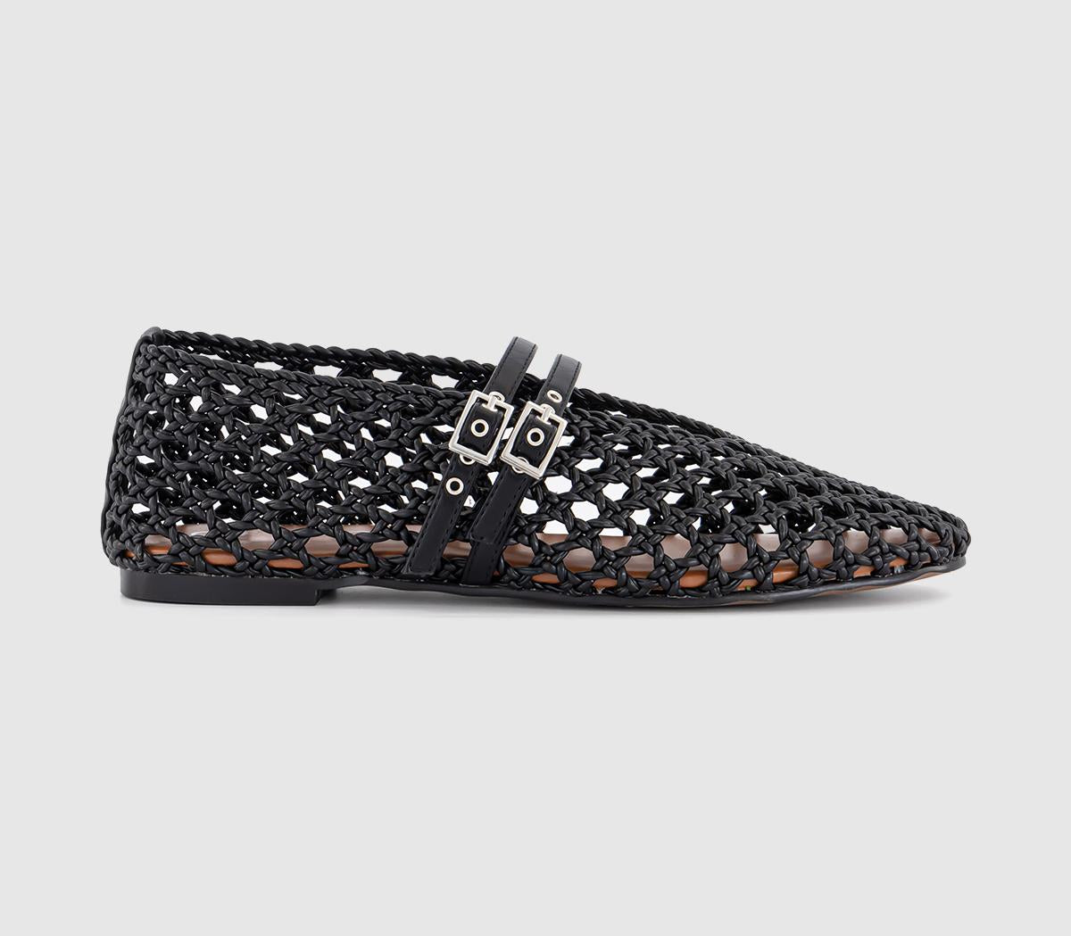 Womens OFFICE Flirt Woven Mary Jane Shoes Black