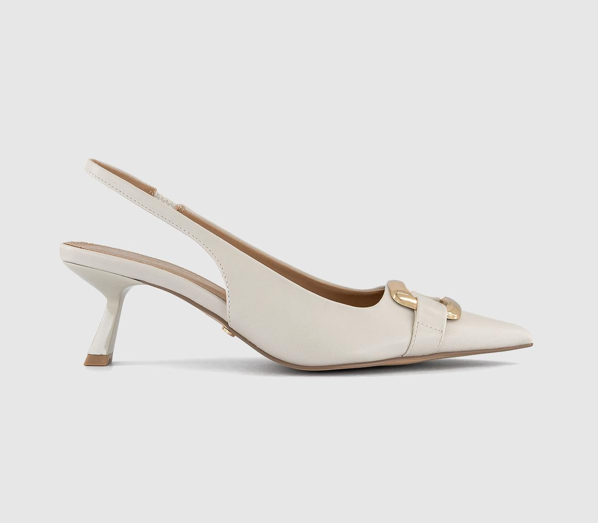 Womens OFFICE Monti Metal Trim Court Heels Off White