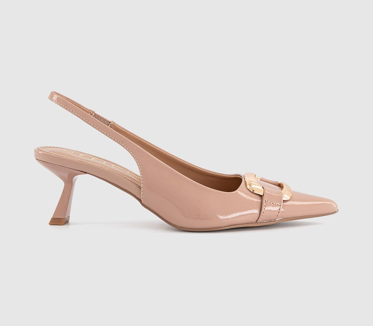 Womens OFFICE Monti Metal Trim Court Heels Blush Patent