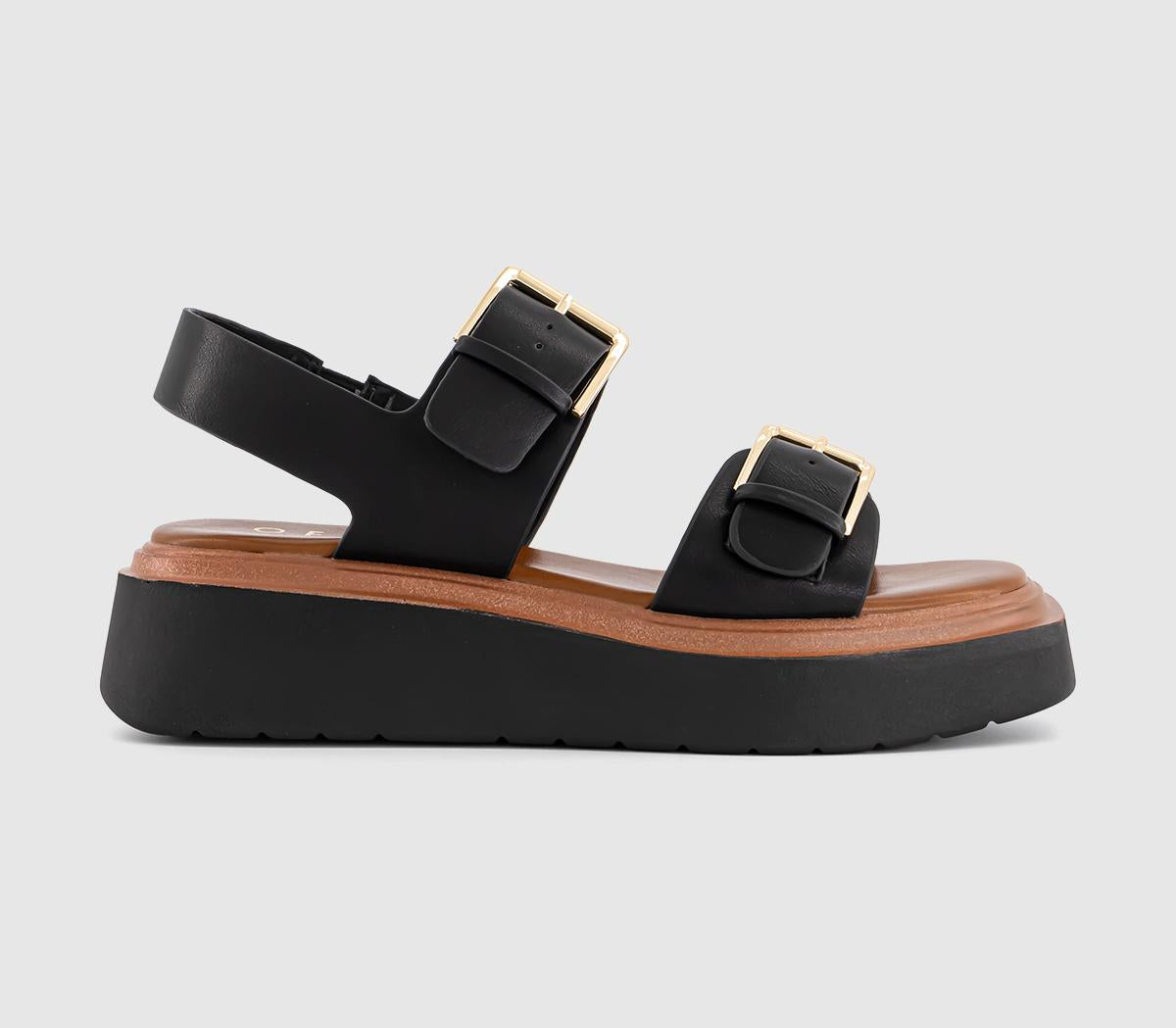 Womens OFFICE Maple Buckle Slingback Platform Sandals Black