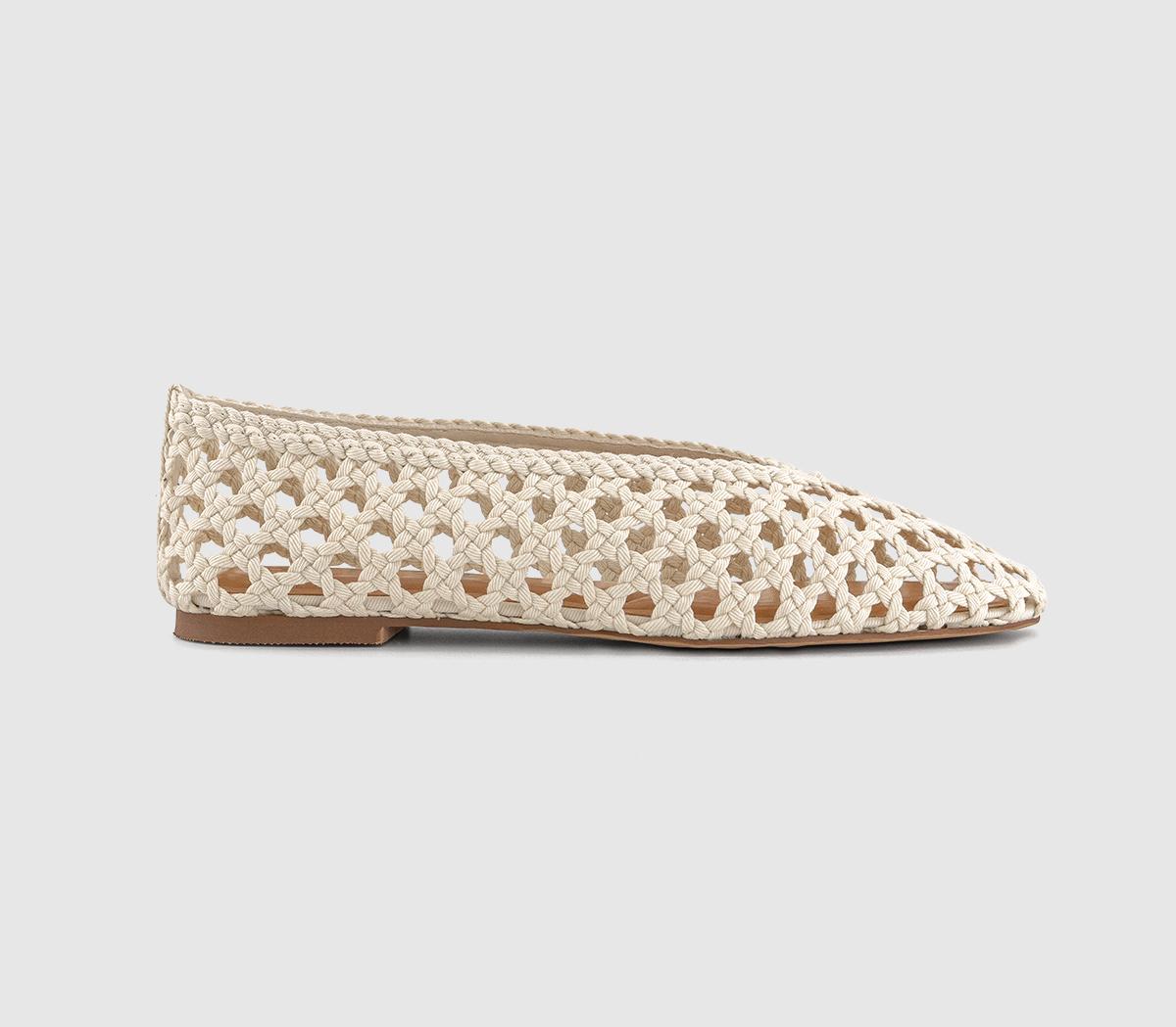 Womens OFFICE Flawless Woven Ballerina Flats Cream Canvas