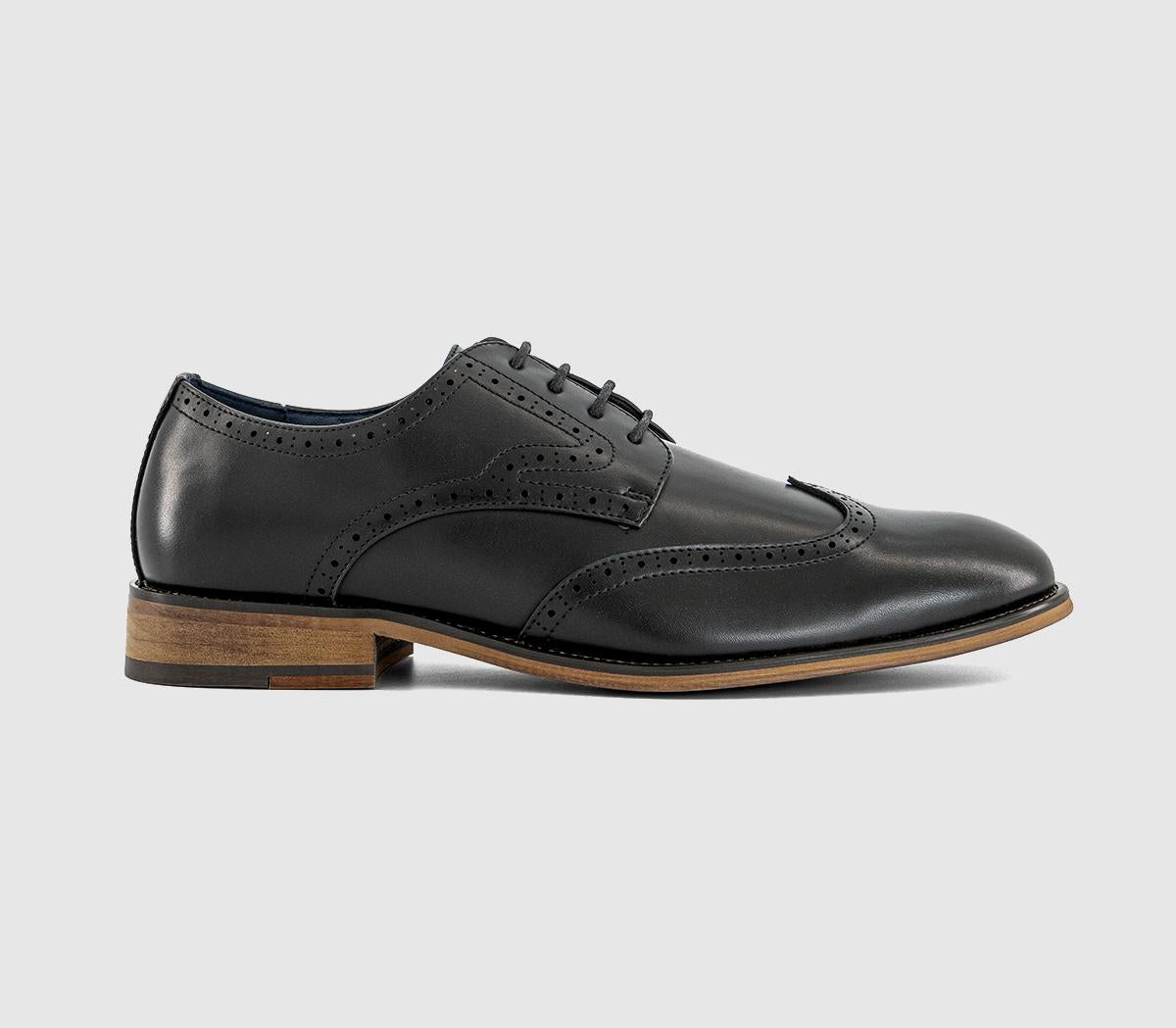 Mens OFFICE Milton Lace Up Brogue Shoes Black