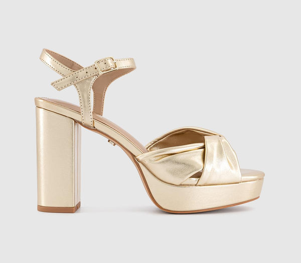 Womens OFFICE Helena Knotted Platform Sandals Gold