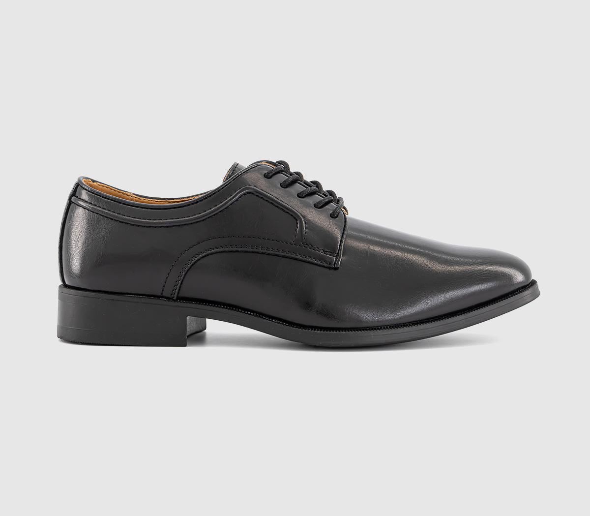Mens OFFICE Marvin Stitch Detail Plain Toe Derby Shoes Black